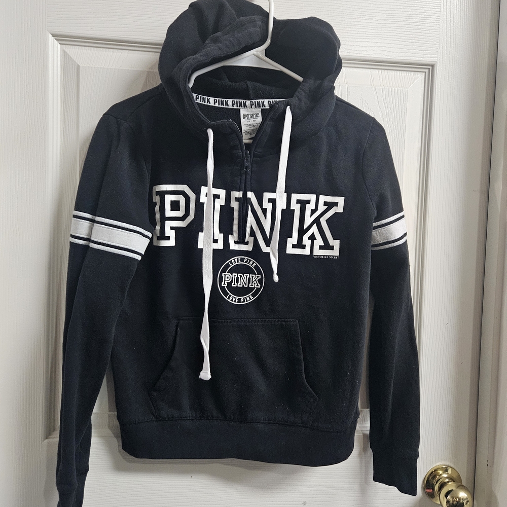 Black PINK Hoodie with White Accents